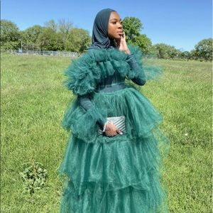 Hunter Green Tulle 3 Piece set Dress.